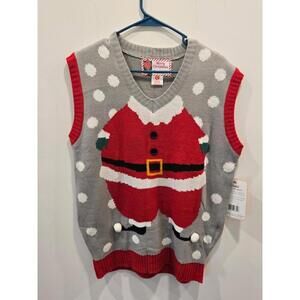NEW Santa Claus "your face is the head" Christmas Sweater Vest Size Large